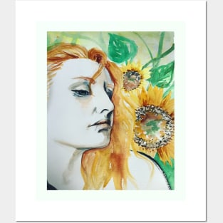 Melancholy Sunflower Girl Posters and Art